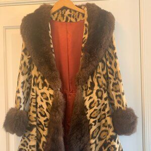Vintage Leopard & Fur Swing Coat (Small)